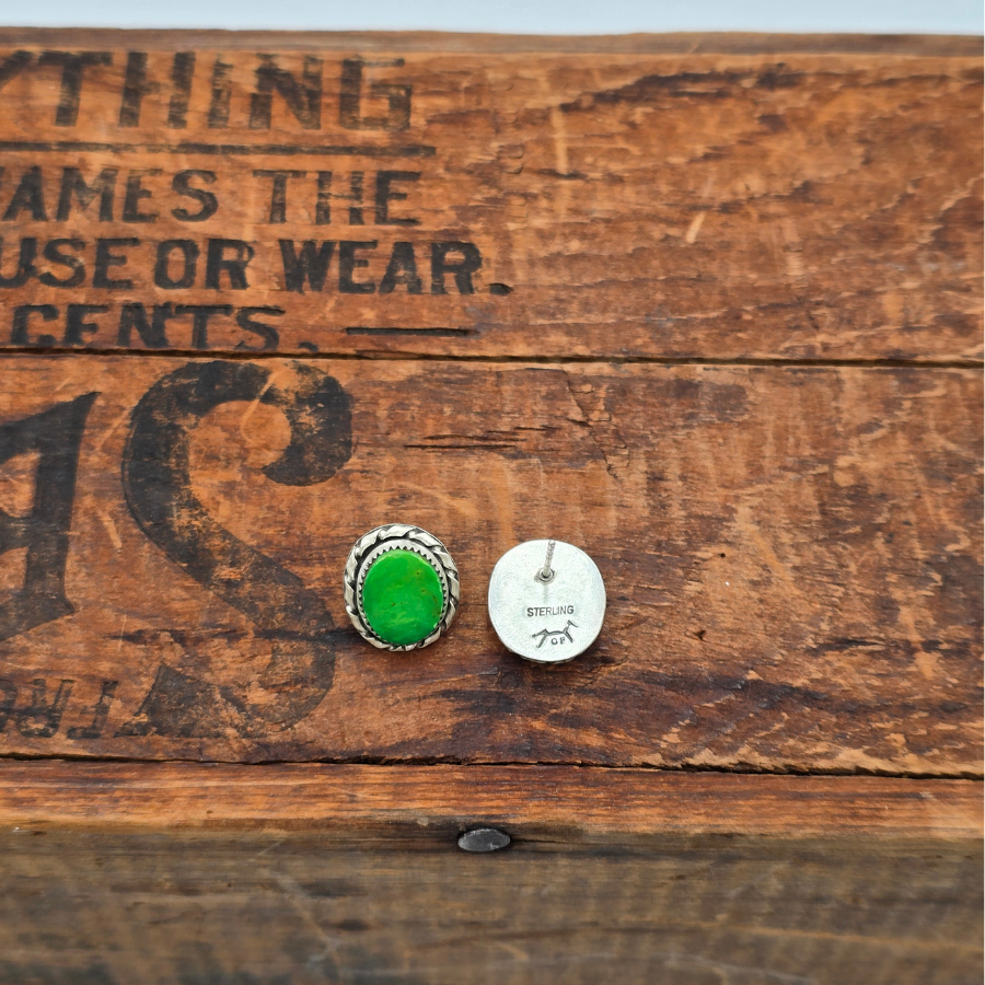 Green Manhattan Stud Earrings