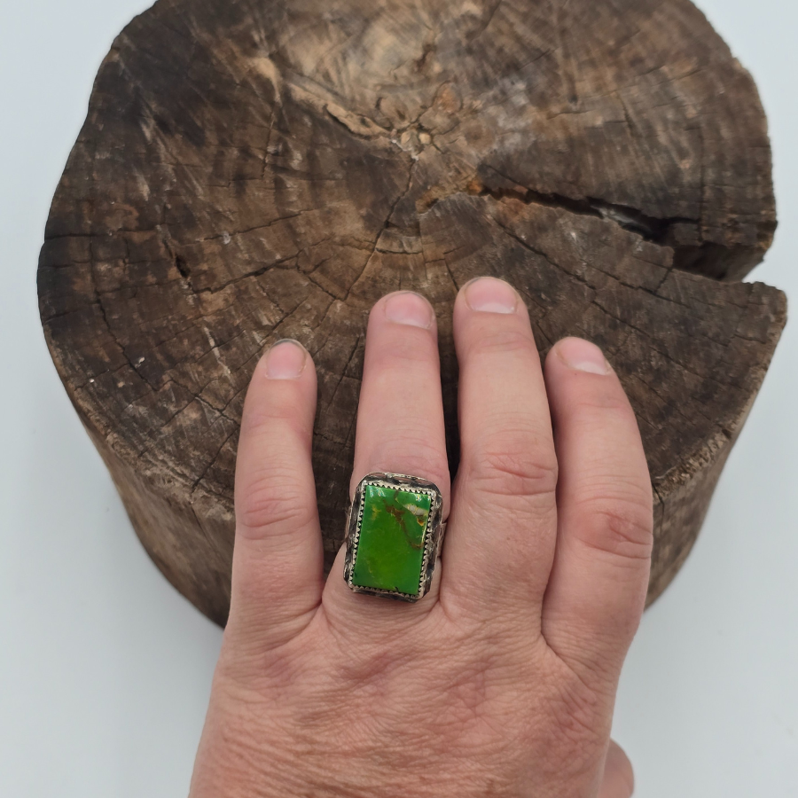 Manhattan Green Turquoise and Copper Ring