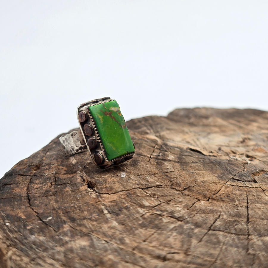 Manhattan Green Turquoise and Copper Ring