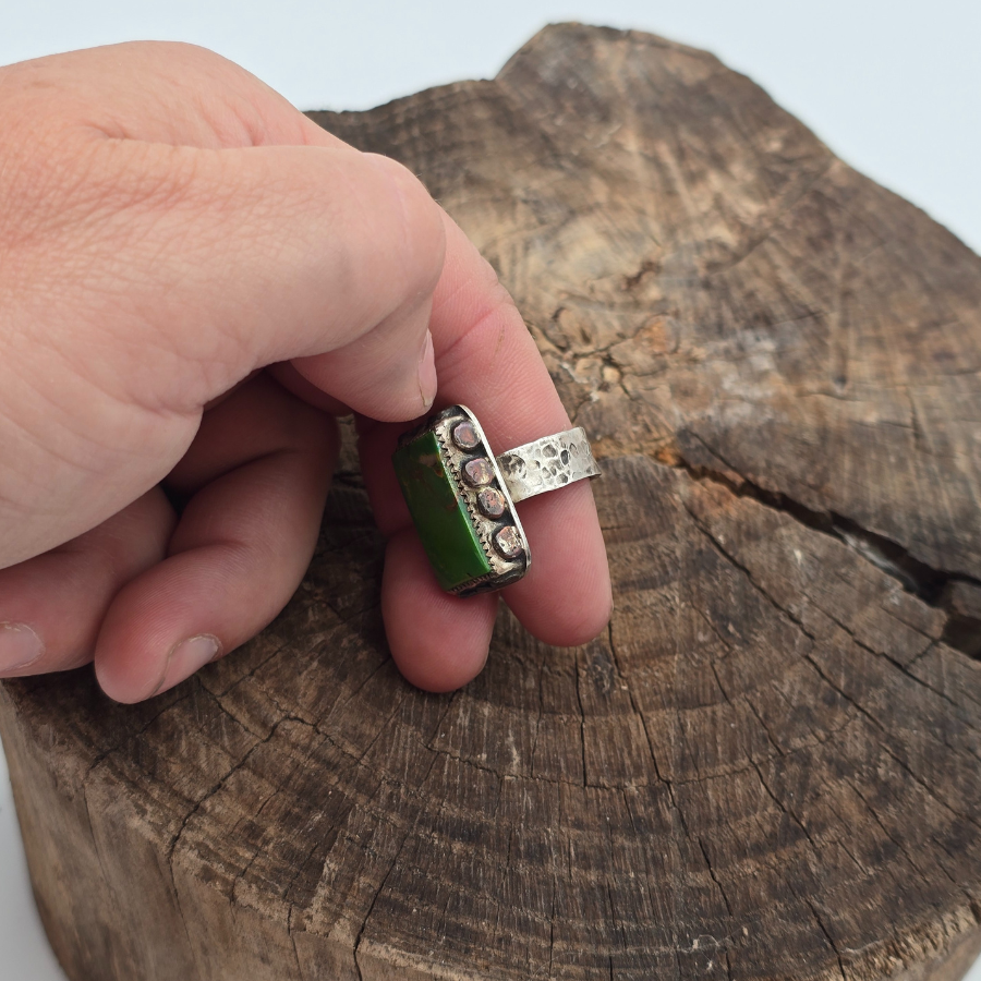 Manhattan Green Turquoise and Copper Ring
