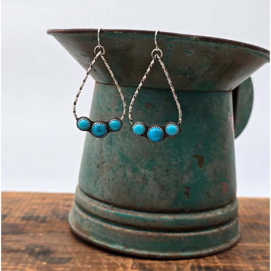 Kingman Turquoise Twist Wire Earrings