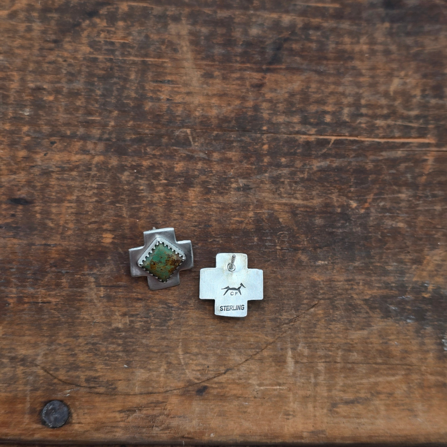 Kingman Turquoise Cross Studs