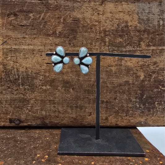 Larimar Half Cluster Earrings