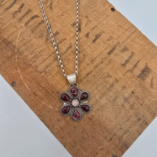 Moukaite Jasper Flower Necklace