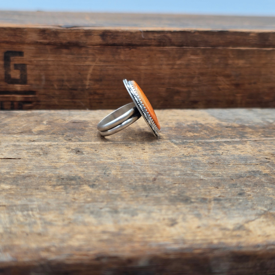 Orange Spiny Oyster Oval Ring
