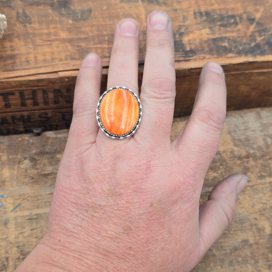 Orange Spiny Oyster Oval Ring