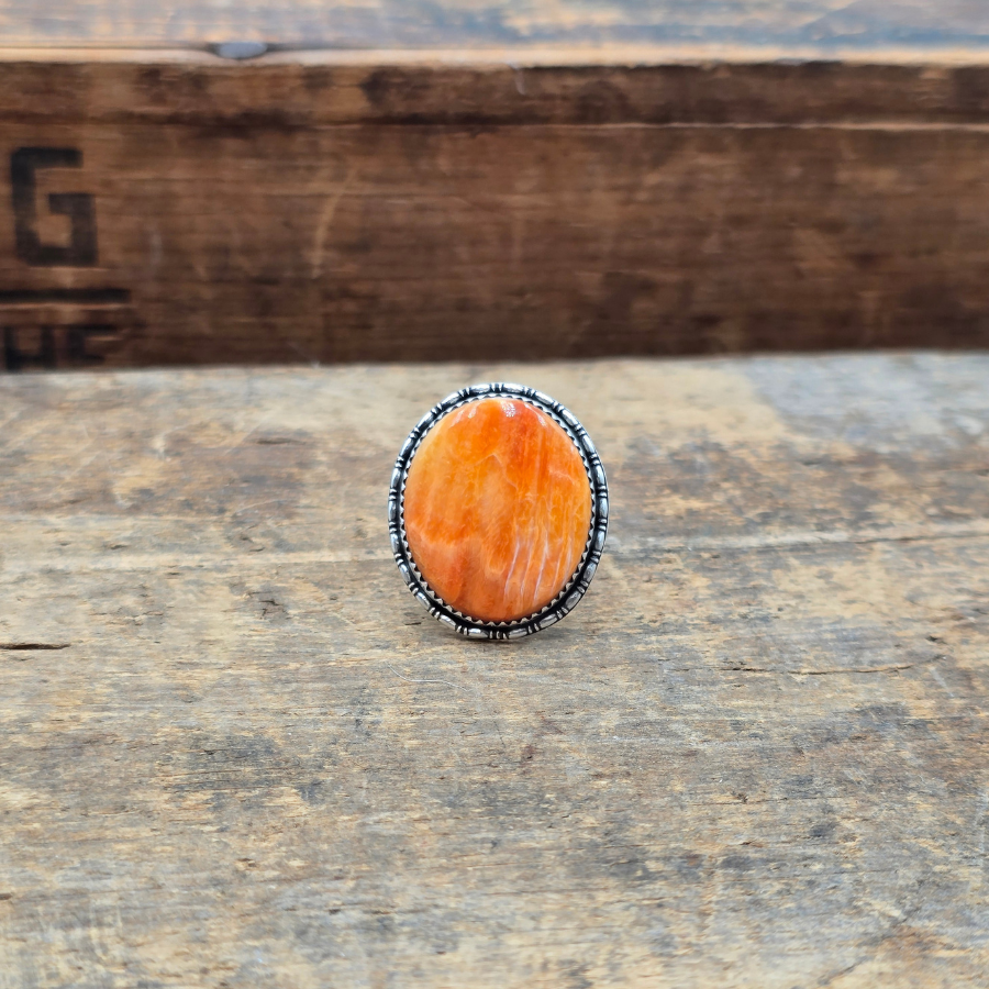 Orange Spiny Oyster Oval Ring