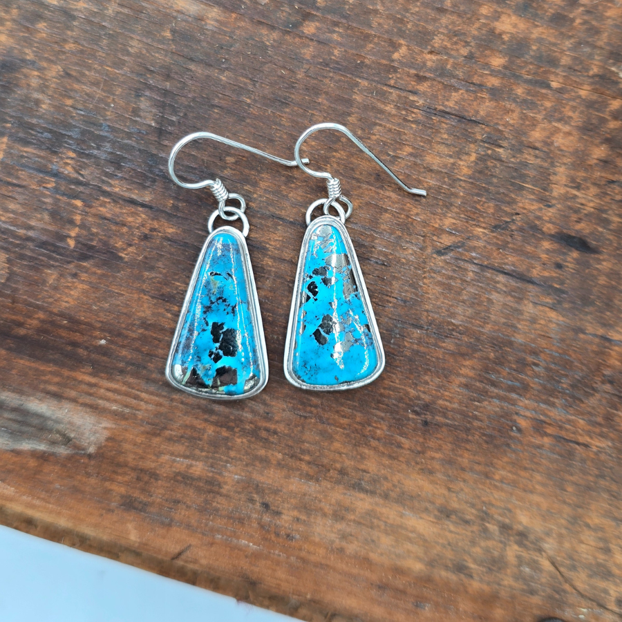 Persian Turquoise Triangle Dangle Earrings