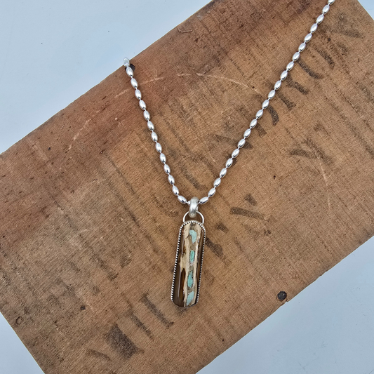 Petrified Wood with Turquoise Inlay Necklace