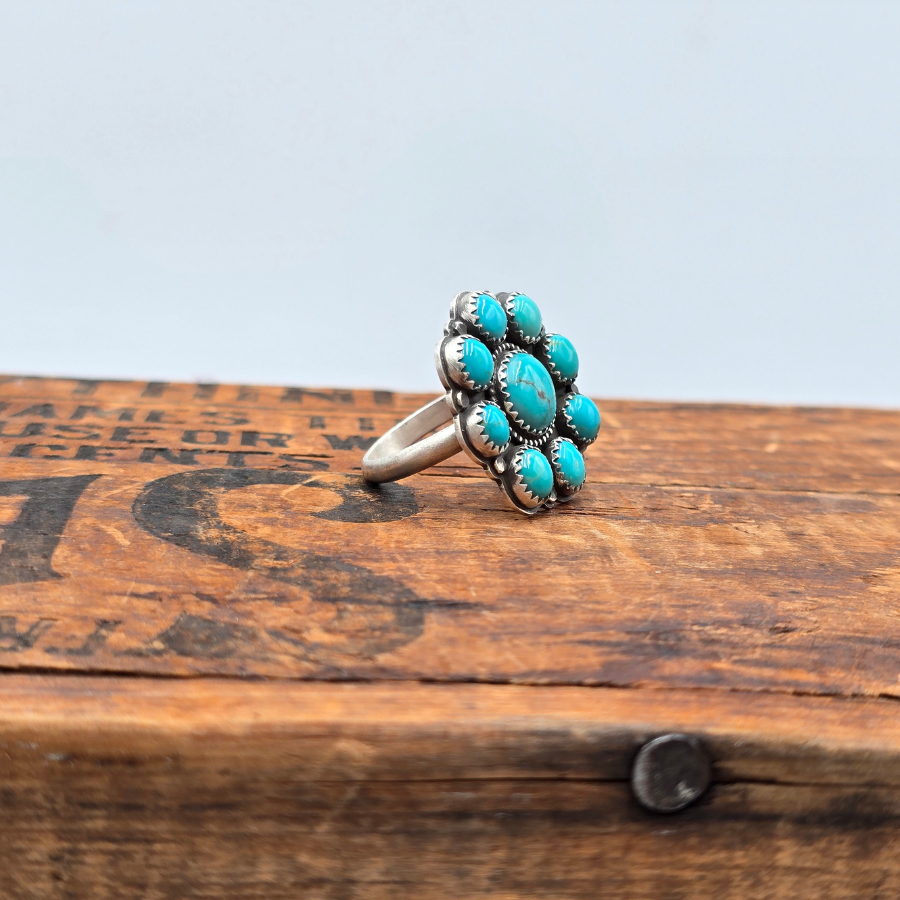 Pilot Mountain Turquoise Cluster Ring
