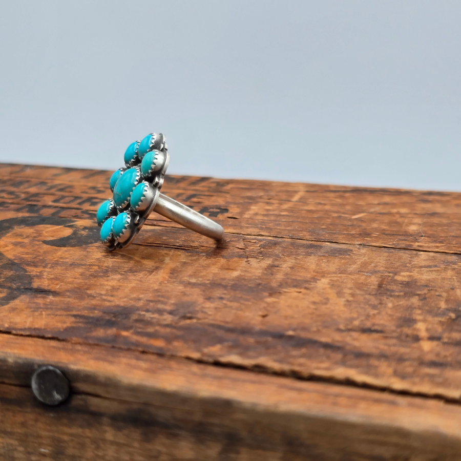 Pilot Mountain Turquoise Cluster Ring