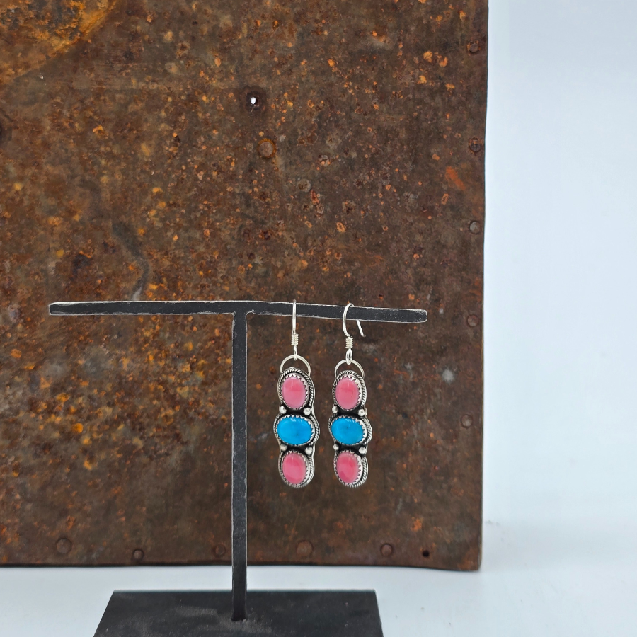 Pink Conch and Kingman Earrings