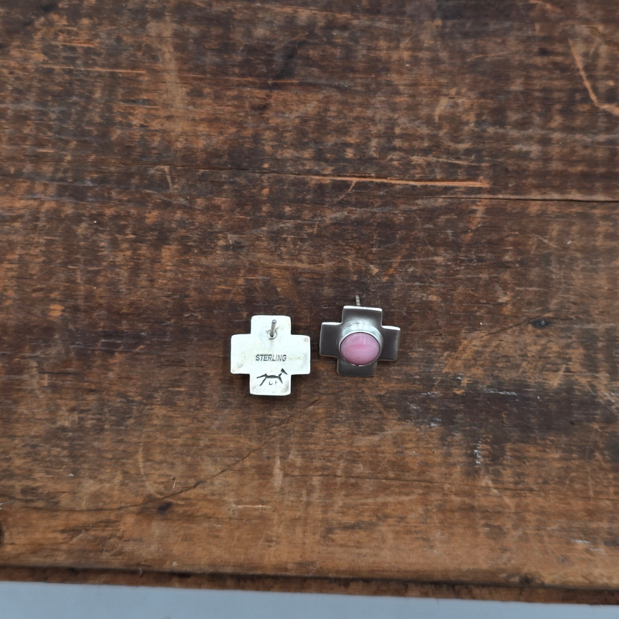 Pink Conch and Cross Studs