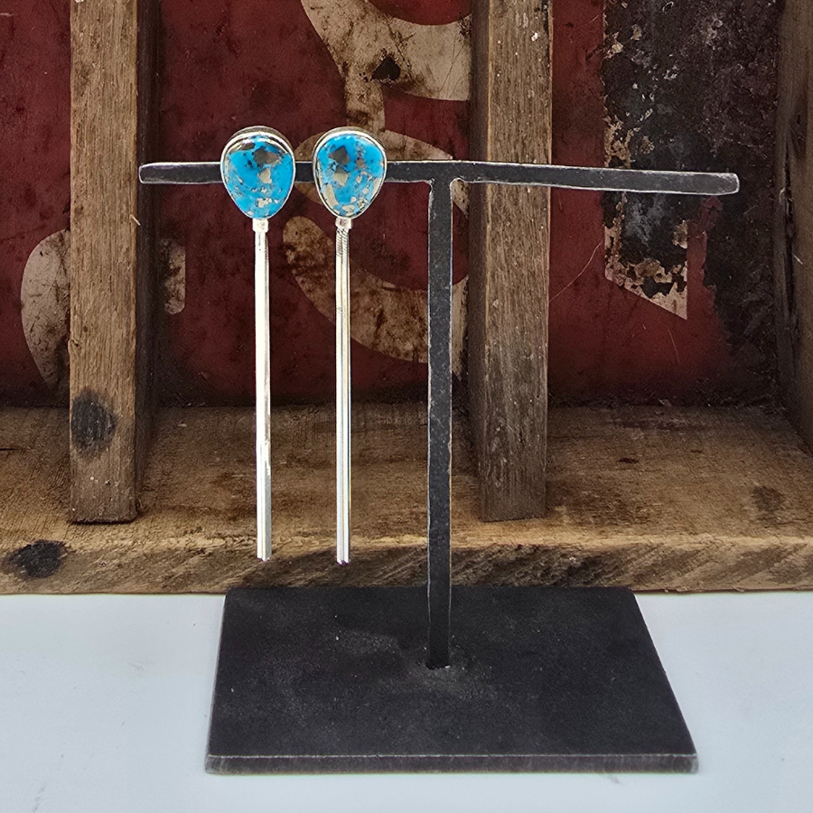 Pyrite Persian Blue Turquoise Earrings
