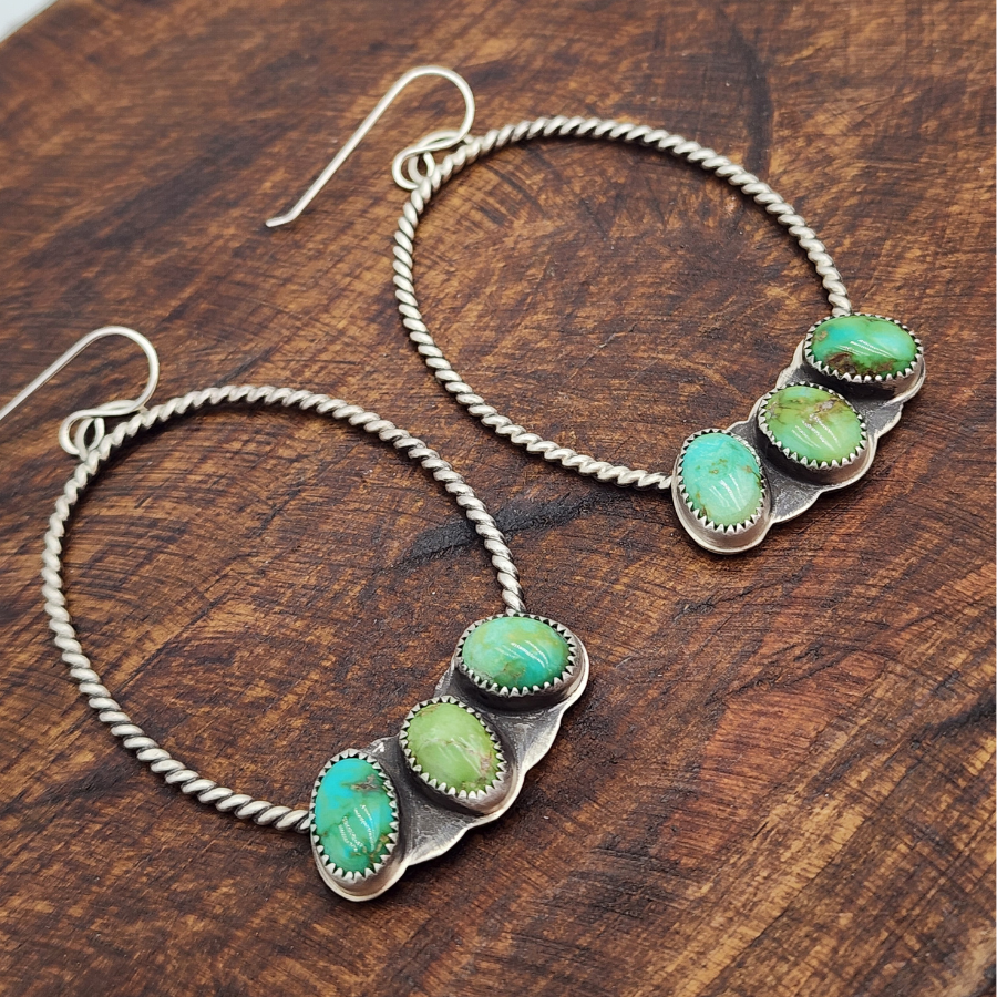 Sonoran Gold Turquoise Twisted Hoops