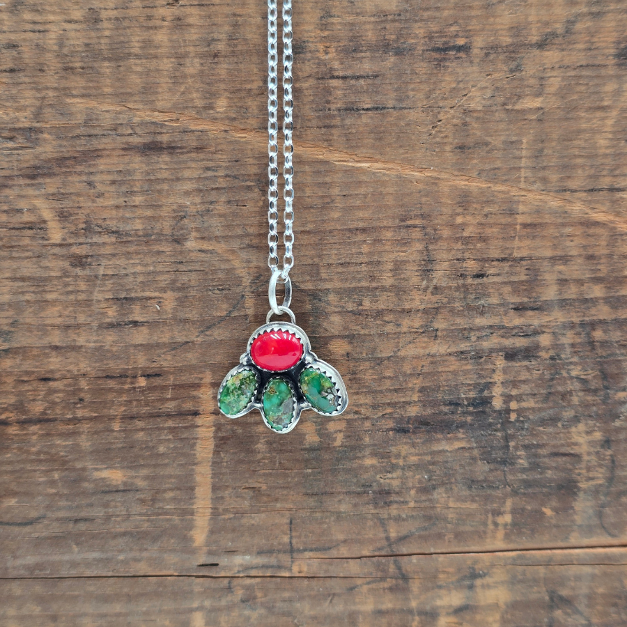 Sonoran Turquoise and Bamboo Coral Necklace