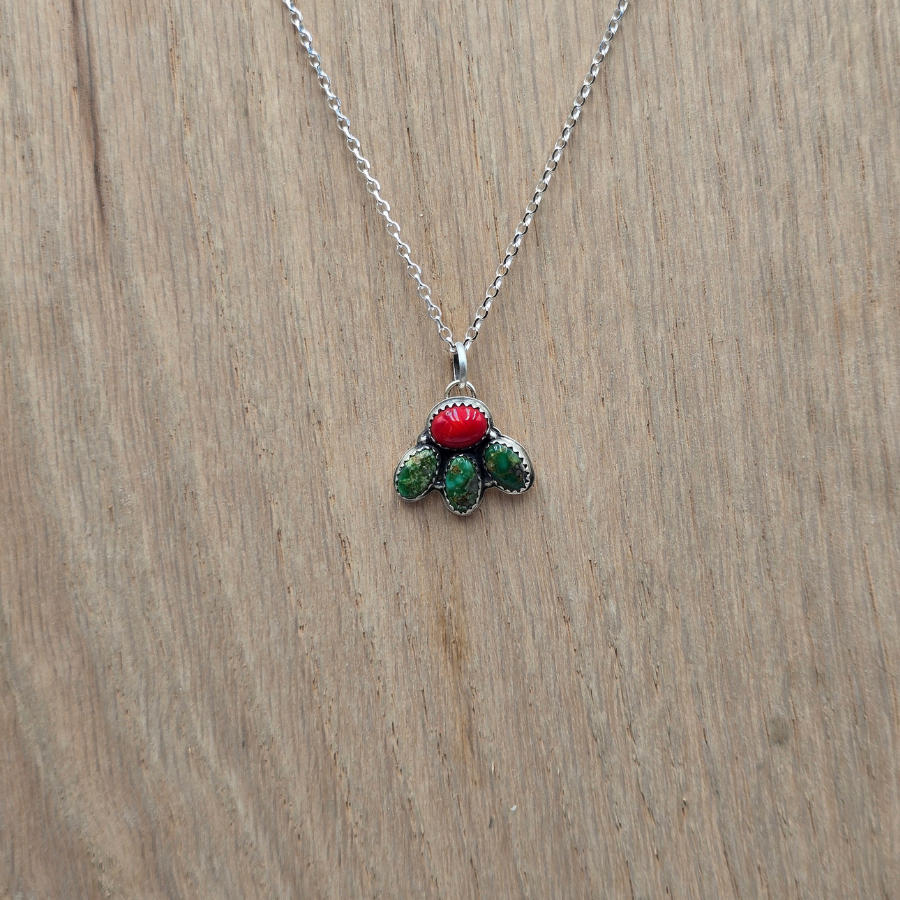 Sonoran Turquoise and Bamboo Coral Necklace