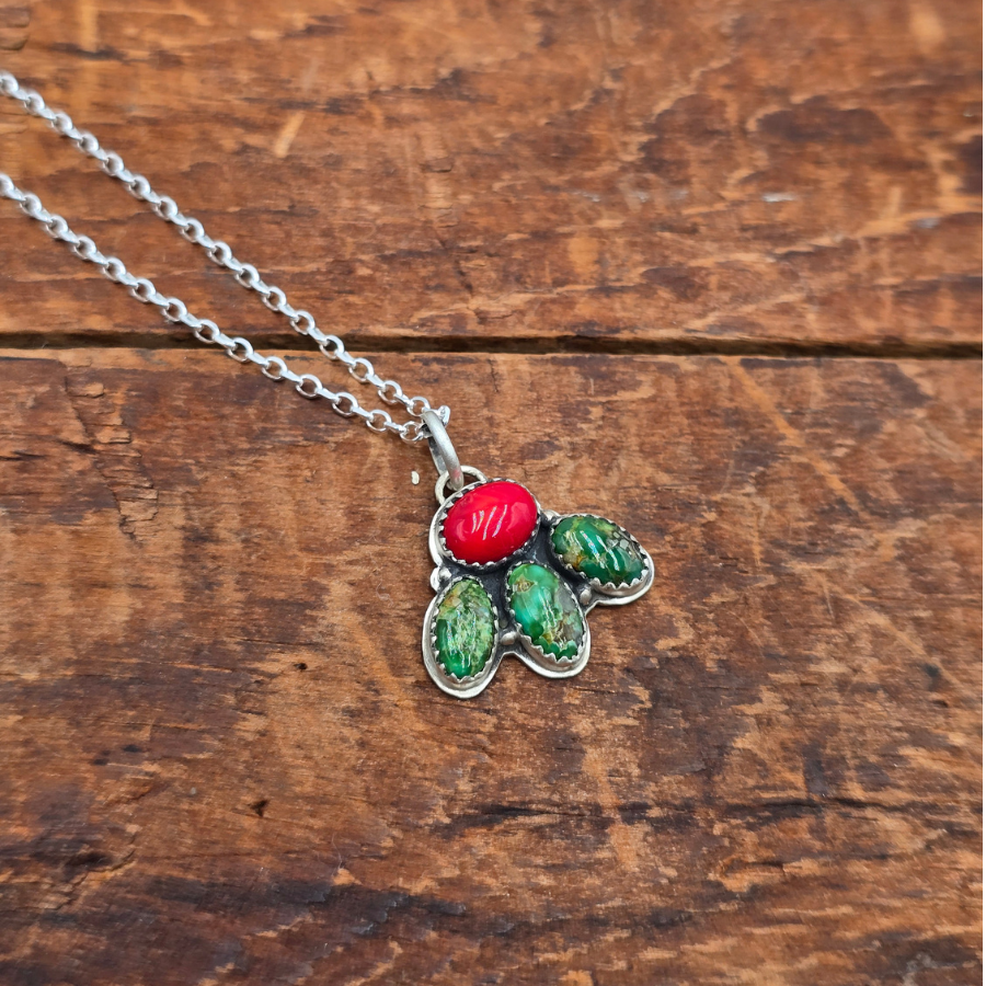 Sonoran Turquoise and Bamboo Coral Necklace