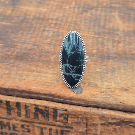 Spiderweb Obsidian Ring