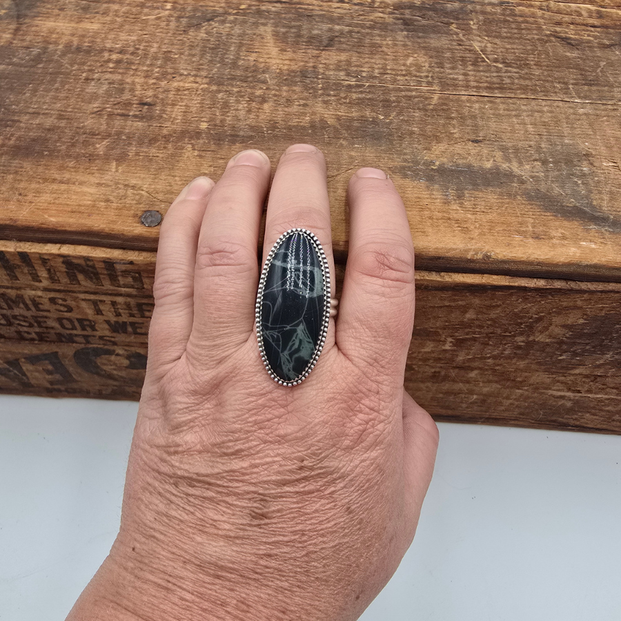 Spiderweb Obsidian Ring