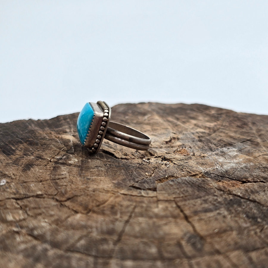Square Kingman Turquoise Ring