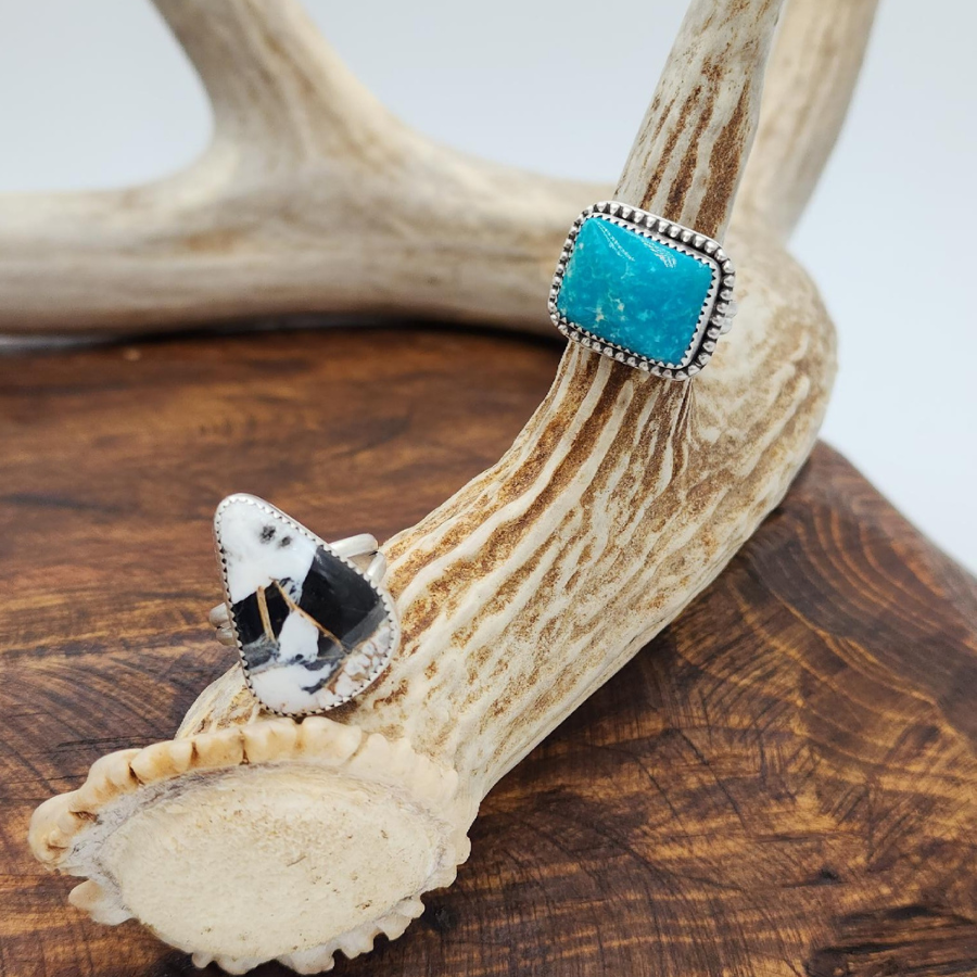 Square Kingman Turquoise Ring