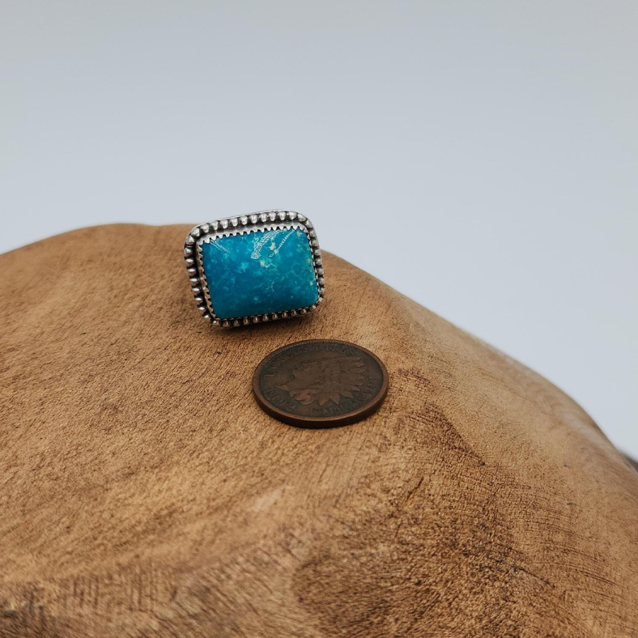 Square Kingman Turquoise Ring