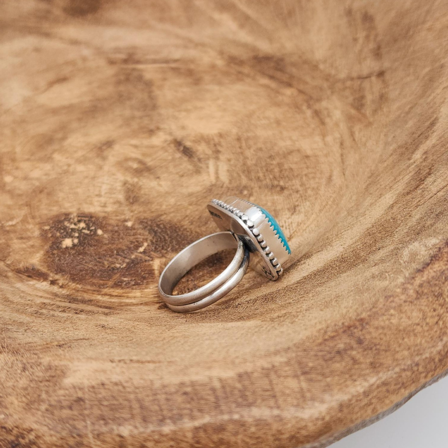 Square Kingman Turquoise Ring