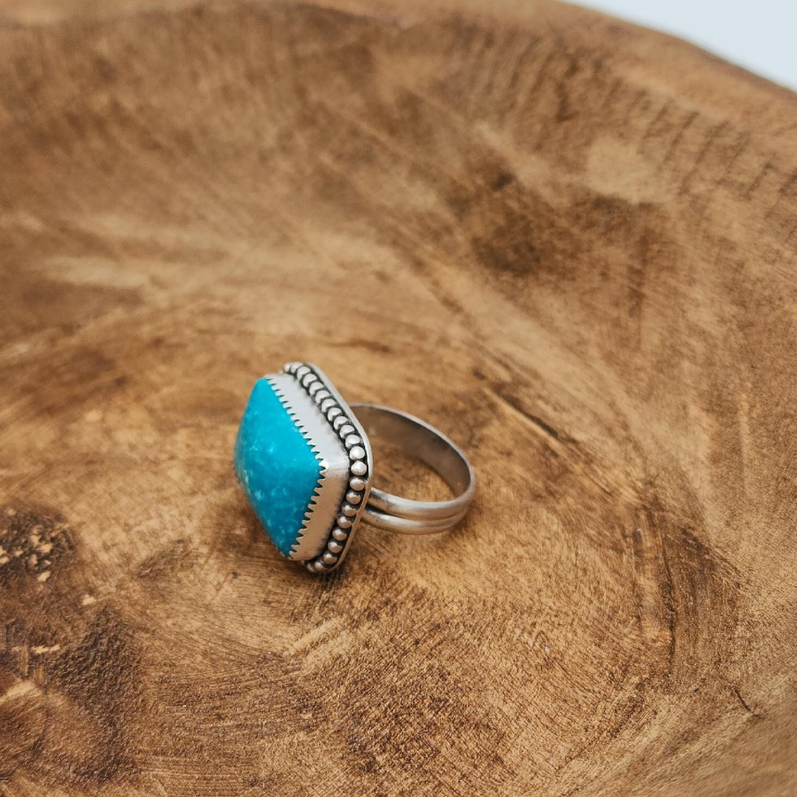 Square Kingman Turquoise Ring