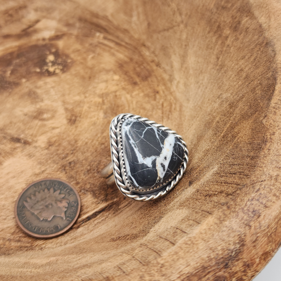 White Buffalo Triangle Ring