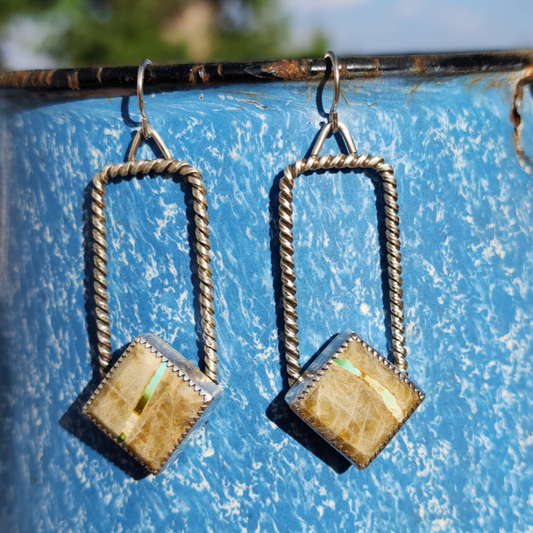 Square Royston Turquoise Earrings