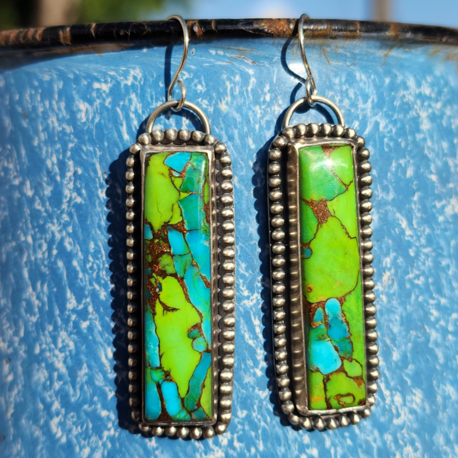 Green Mohave Bar Earrings