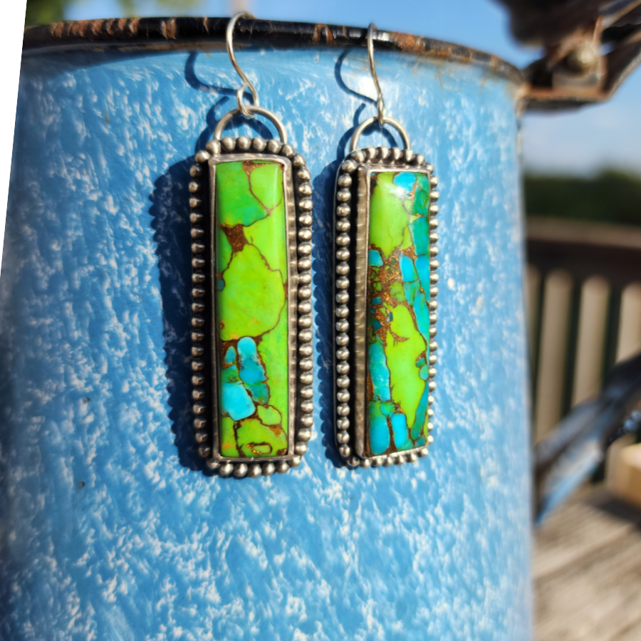 Green Mohave Bar Earrings