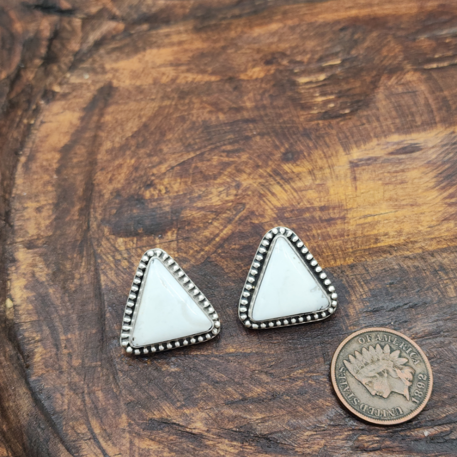 White Buffalo Triangle Earrings