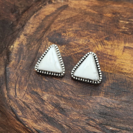 White Buffalo Triangle Earrings