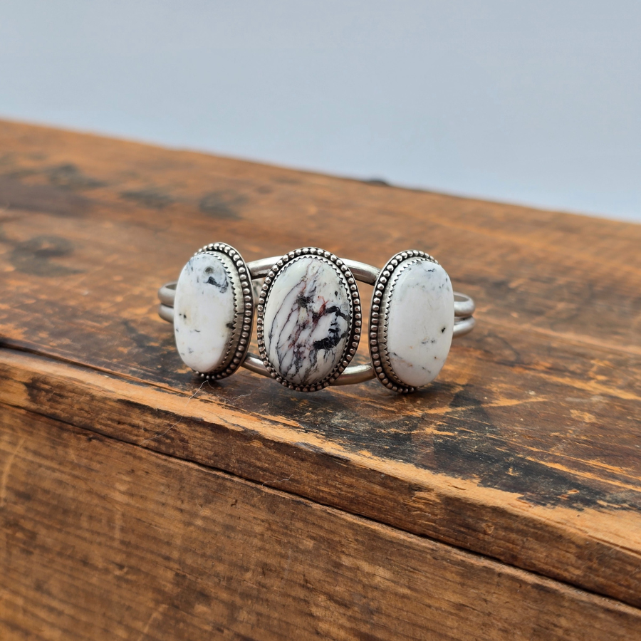 White Buffalo 3 Stone Bracelet