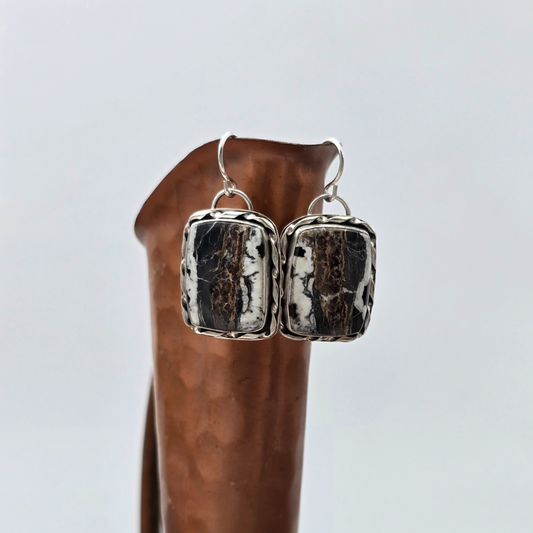 White Buffalo Square Dangle Earrings