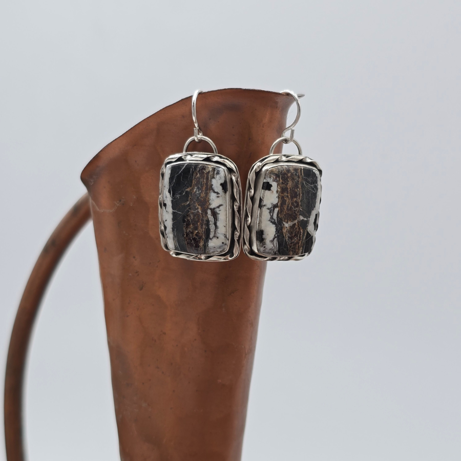 White Buffalo Square Dangle Earrings