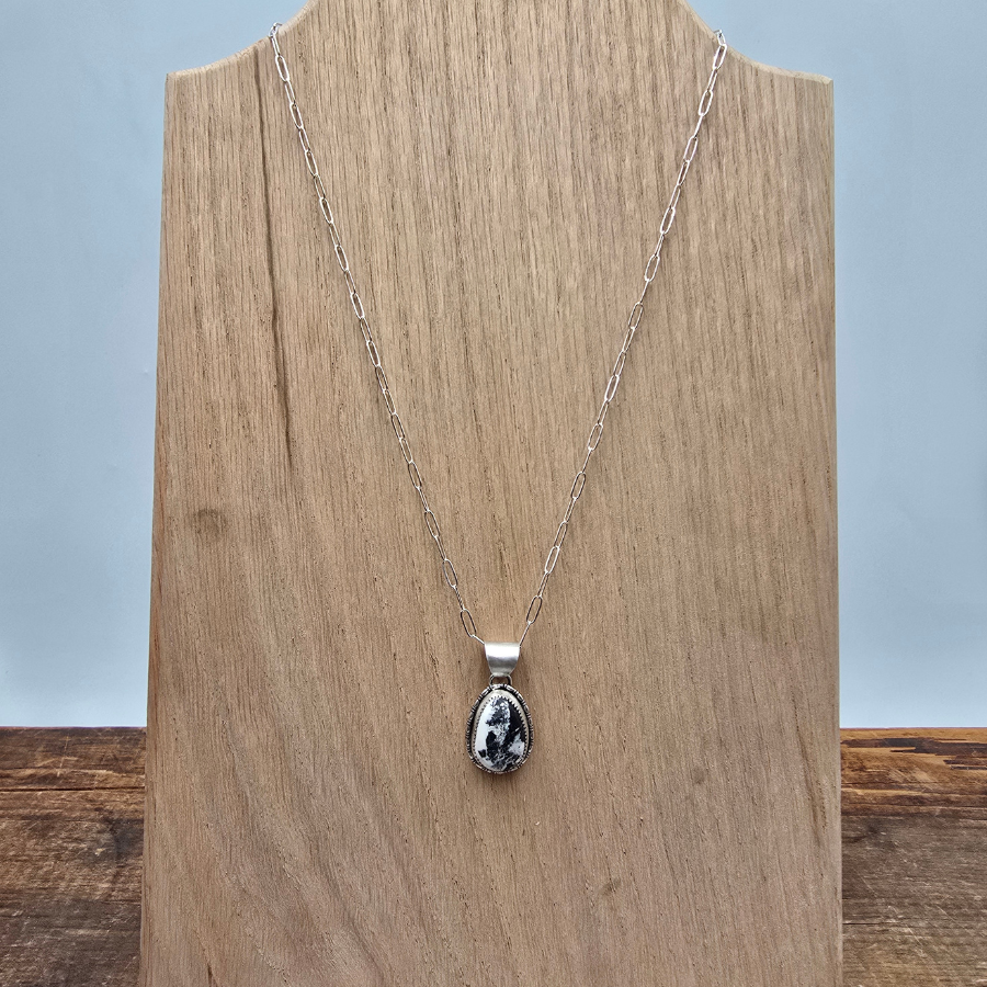 White Buffalo Teardrop Necklace