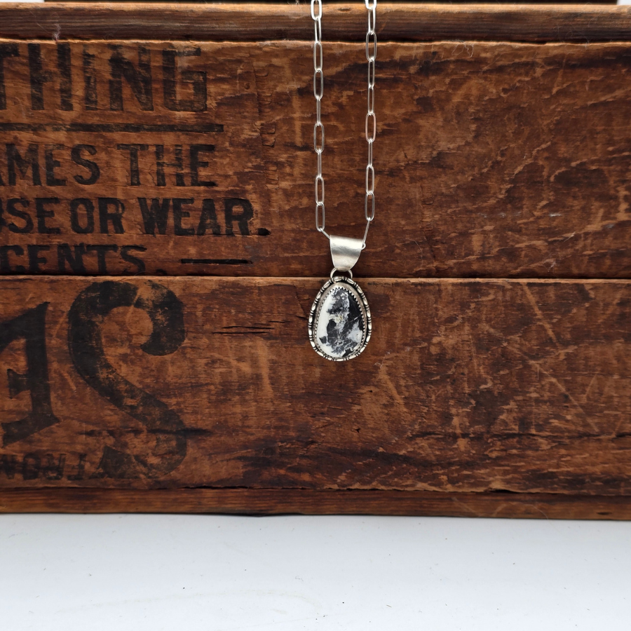 White Buffalo Teardrop Necklace