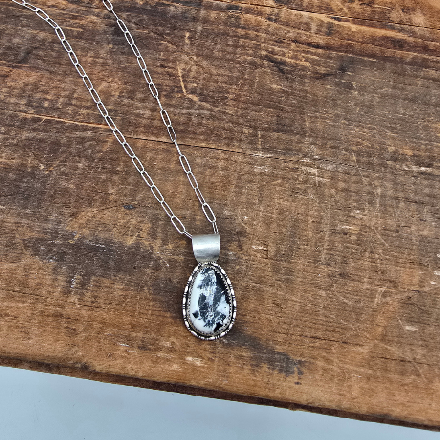 White Buffalo Teardrop Necklace
