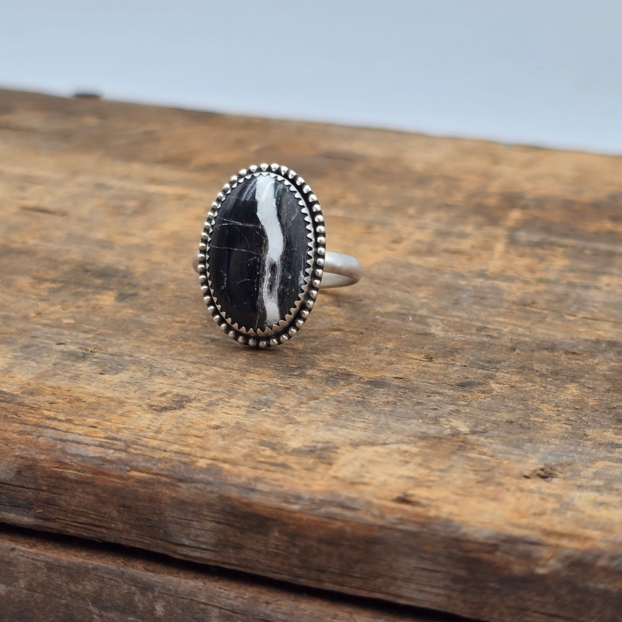 White Buffalo Oval Ring