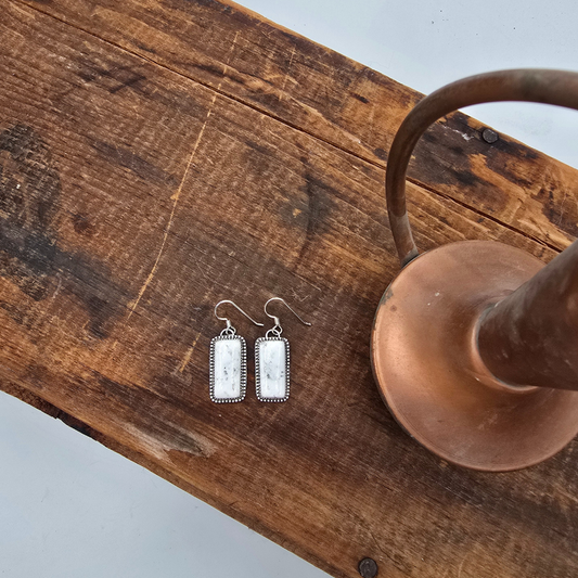 White Buffalo Raindrop Dangle Earrings
