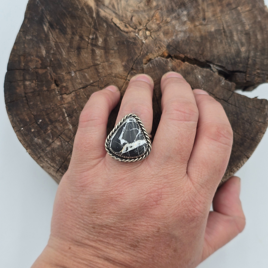 White Buffalo Triangle Ring