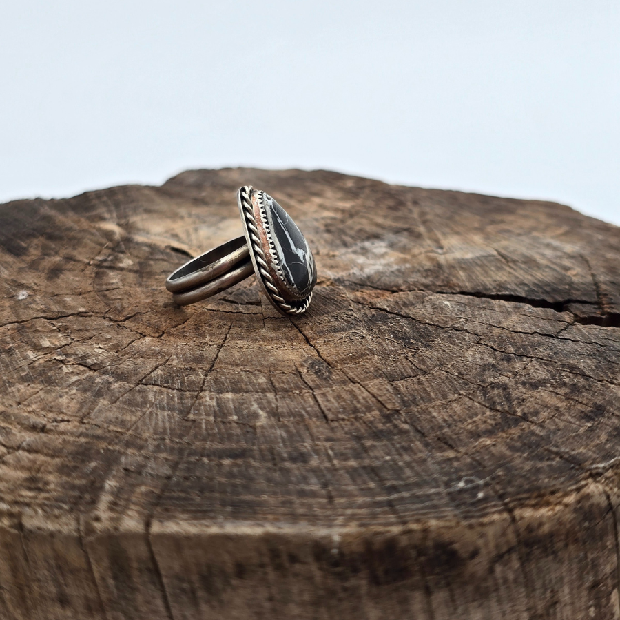 White Buffalo Triangle Ring