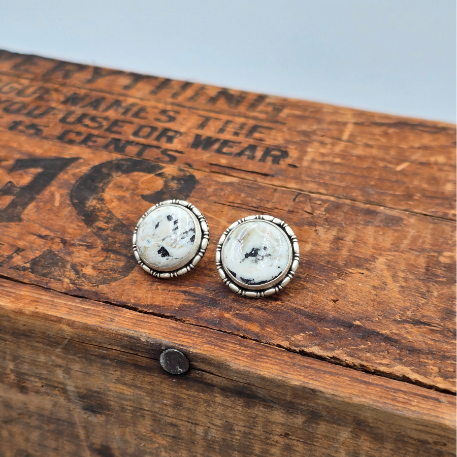 White Buffalo Round Studs