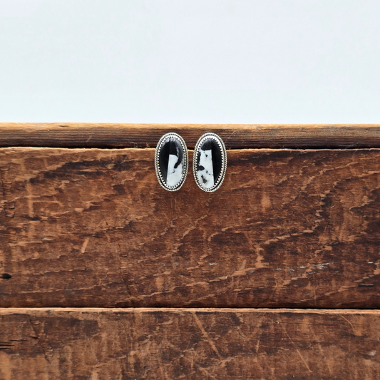 White Buffalo Oval Twist Stud Earrings