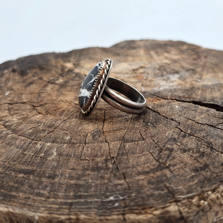 White Buffalo Triangle Ring