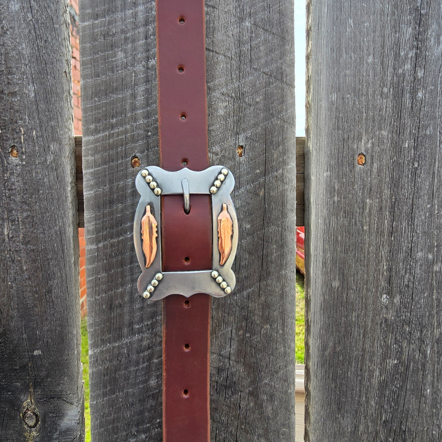 Copper Feathers and Dots Split Ear Headstall