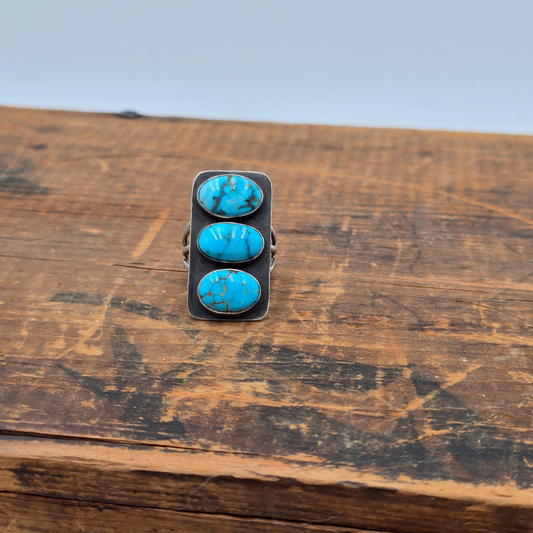 Kingman Turquoise 3 Stone Ring